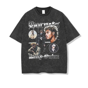 เสื้อเชิ้ตสไตล์ตะวันตกสำหรับผู้ชาย เสื้อวินเทจ เสื้อยืดโอเวอร์ไซส์ลายกราฟิก เสื้อยืดลายฟอกสี เสื้อท็อปส์ - Product Image 3