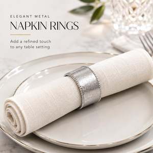 Anneaux de serviette en métal avec bords texturés, décoration de table ronde pour mariage et dîner - Product Image 4
