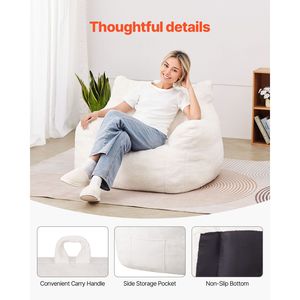 Poltrona Sacco da 90 cm con Braccioli Morbidi e Tasca Portaoggetti, Imbottitura in Memory Foam 25D, Rivestimento in Velluto Teddy per Esterni - Product Image 5