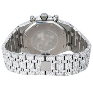 Montre à quartz pour homme en acier inoxydable, style hip-hop moderne, luxe, avec moissanite incrustée, bracelet de 20 mm, cadran en verre traité - Product Image 4