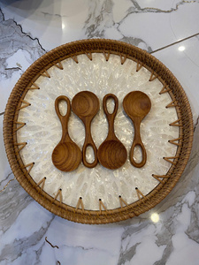 Wooden <b>Gold</b> Plated <b>Mirror</b> Polish Serving Spoon <b>Long</b> Handle Minimalist Design Durable Eco-Friendly Kitchen Utensil Giveaways - Product Image 2