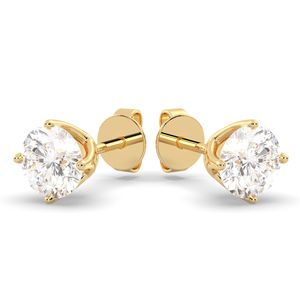 REYES Pendientes de tuerca con cierre de rosca de oro macizo de 14 quilates de alta calidad con moissanita certificada GRA para mujer, regalo clásico de boda, joyería fina - Product Image 2