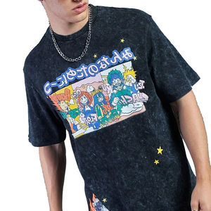 เสื้อยืดผ้าย่นเป็นกรดสำหรับผู้ชายเสื้อยืดลำลองทรงพอดีตัวระบายอากาศทำจากผ้าแคนวาสโพลีเอสเตอร์/ ผ้าฝ้ายคุณภาพสูง - Product Image 4