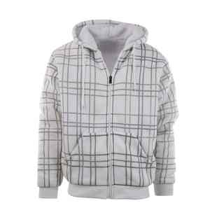 <b>Men</b> Oversized Zip Up Plaid Hoodie Knitted <b>Cardigan</b> Coat Private Label Spring Jogging Sportswear - Product Image 6
