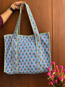 Bolso Tote Plegable Hecho a Mano en India, Acolchado, de Algodón, Estilo Bohemio, Ecológico, para Mujer, de Fibra de Paja, 40x40x25cm, Multifuncional - Product Image 4