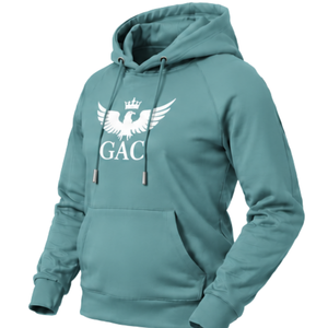 Teal Blue Pullover Hoodie <b>Sweatshirt</b> With <b>White</b> Eagle Logo Kangaroo Pocket Drawstring Hood Long Sleeve Casual Streetwear - Product Image 5