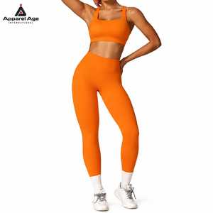Nouvel ensemble de sport pour femmes, couleur unie, 2 pièces, ensembles de yoga fitness, super extensible, coupe ajustée, vêtements de sport respirants, vêtements d'entraînement - Product Image 1