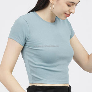 Nardon Apparel Mujeres Sólido Blanco Algodón Crop Tops Camiseta Mujer Verano Manga corta Oversized Crop Top Camisetas - Product Image 5