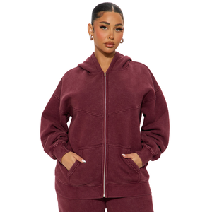 Survêtement oversize à fermeture éclair en tissu molletonné de coton lourd 450 GSM avec votre logo et design personnalisés, prix de gros - Product Image 3