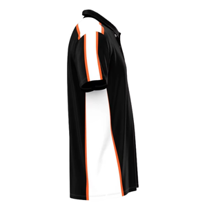 Men's Black <b>Orange</b> White Short Sleeve <b>Polo</b> Shirt Solid Color Knitted Casual Style Regular Fit - Product Image 2