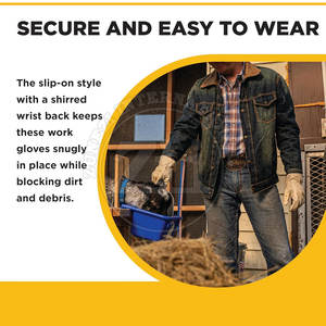 Gants de travail en cuir à doigts entiers avec manchette élastique - Multifonctionnels, résistants aux coupures, imperméables et anti-chaleur, personnalisables - Product Image 5