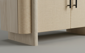 Buffet moderne à 2 portes en chêne massif pour salon - Rangement résistant à l'eau avec design minimaliste - Product Image 5