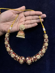 Ensemble de bijoux indiens traditionnels pour femmes MP WORLD, collier et boucles d'oreilles en perles vert menthe, bijoux ethniques pour mariage, bijoux de mode - Product Image 5