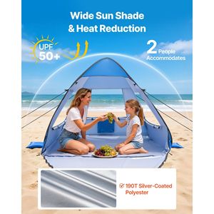 Tenda da Spiaggia Portatile Lightwei per 2 Persone, Protezione Solare UPF 50+, con Borsa per il Trasporto, Tasche per la Sabbia e Tettoia Ombreggiante - Product Image 2