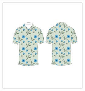 เสื้อโปโลผู้ชายสีเขียวอ่อนพิมพ์ลายดอกไม้แขนสั้นลำลองแฟชั่นฤดูร้อนเสื้อโปโลกอล์ฟ - Product Image 3