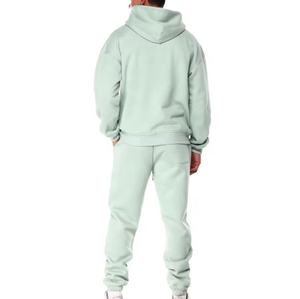 Custom Your Logo <b>Sweatpants</b> and Hoodies Set 100% Cotton Men's Boxy Hoodies Blank No String Tracksuit <b>Oversized</b> - Product Image 3