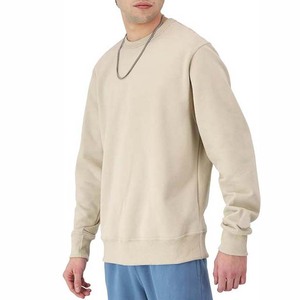 Sudadera de Cuello Redondo Beige para Hombre, Corte Regular, Tejido de Algodón, Color Sólido, Estilo Casual, Estilo Otoñal, Ropa Urbana, Corte Holgado para Adultos - Product Image 2