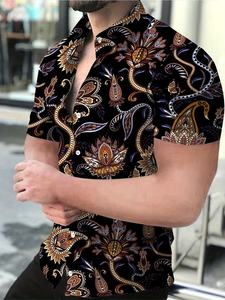 Men's Casual Short-Sleeved Button-<b>Down</b> Shirt Digitally Printed Geometric Pattern Spandex/Polyester Quick Dry Street Music Adults - Product Image 3