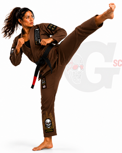 Unisex BJJ Kimono Brown Cotton and Polyester blend custom Embroidery and <b>Patches</b> Regular Fit Adult Martial Arts Wear - Product Image 4