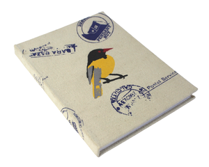 Multi Color Bird Being Screen Printed On The Cotton Canvas Along With Some Old Fashioned Postal Chops & Stamps <b>Notebook</b> - Product Image 2