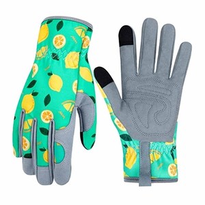 Gants de jardinage respirants pour femmes, imprimé citron, paume en cuir synthétique, gants de travail durables, compatibles écran tactile, vente en gros - Product Image 1