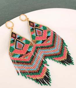Distressed Look Beaded Earrings Aged Style Beaded Earrings Solid Finish Beaded Earrings Custom Factory Wholesale Item Beaded - Product Image 3