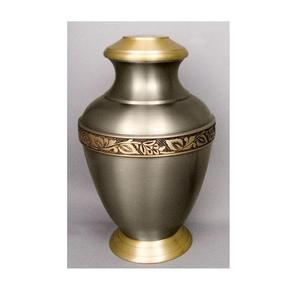 Granite Jar Urn Speckled Grey Gold Tone Bird Engraved Classical <b>Memorial</b> <b>Keepsake</b> Funeral Supply - Product Image 5