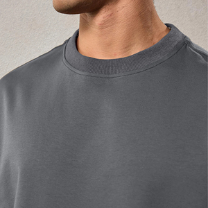 Camiseta Corta 100% Algodón para Hombre, Estilo Vintage, Hombros Caídos, Estampado Liso, Ropa Urbana - Product Image 5