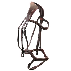 Brida ecuestre clásica de cuero genuino, hecha a mano, de alta calidad, con relleno, fabricante exclusivo - Product Image 1