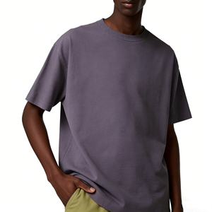 T-shirt respirant pour homme, prix d'usine, 100% coton, épaules tombantes, coupe ample, séchage rapide, col rond, t-shirt d'été surdimensionné - Product Image 1