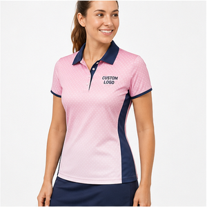 Polo Personalizado para Mujer en Rosa Marino con Bloques de Color y Micro Puntos, de Secado Rápido, Transpirable, Manga Corta, Uniforme de Golf de Alto Rendimiento WPS-0786 - Product Image 3