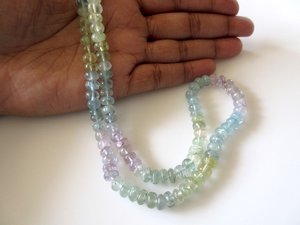 Cuentas Redondas Lisas de Aguamarina Natural en Tonos Rosa, Azul y Amarillo, Cuentas de Morganita para la Elaboración de Joyería - Product Image 4