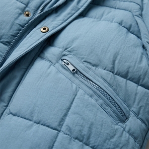 Chaqueta Acolchada con Capucha Azul Claro para Hombre, Corte Regular, Poliéster, Resistente al Viento, Abrigo Casual de Invierno con Cierre de Cremallera - Product Image 6