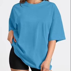 Camiseta Oversize de Cuello Redondo, Tejido Transpirable y Ecológico, Estampada, Túnica de Verano para Entrenamiento, Gimnasio, Uso Casual y en Casa - Product Image 1