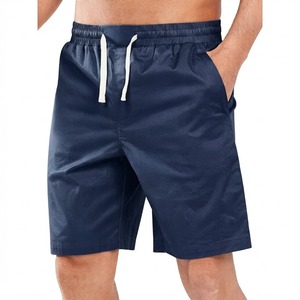 Shorts Bermuda pour Homme Bleu Marine Couleur Unie avec Cordon de Serrage 100% Coton Toile Séchage Rapide Décontracté avec Poches Taille Haute Bande Élastique - Product Image 4