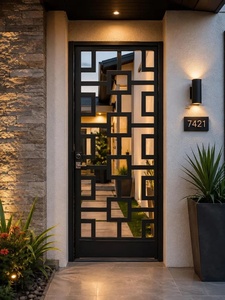 Royal Luxury Steel Entrance Door Handcrafted with Geometric Pattern Design Rust & Water Resistant for Exterior Use - Product Image 3