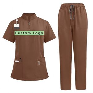Custom Logo Nursing Scrubs <b>Set</b> Anti-Wrinkle <b>Doctors</b> Uniform Elasticity Fabric Spandex Polyester Scrub <b>Set</b> Scrubs Uniforms <b>Sets</b> - Product Image 2