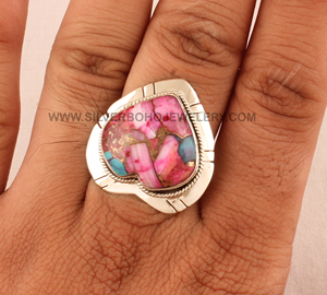 Wholesale Pink Oyster Heart <b>Ring</b> 925 Sterling <b>Silver</b> Vintage <b>Statement</b> <b>Rings</b> Pink Shell Gemstone Jewelry for Women 2026 - Product Image 3