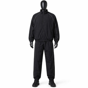Custom <b>Black</b> Tracksuit Men <b>Windbreaker</b> Jacket & Pants Set Lightweight Training Jogging Suit OEM Sportswear - Product Image 5