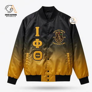 เสื้อแจ็คเก็ตวาร์ซิตี้ Iota ของกรีซ แขนยาว ซิปปิด ปักตัวอักษร สำหรับผู้ใหญ่ สีแดงเลือดหมูทอง เหมาะสำหรับฤดูใบไม้ร่วง - Product Image 2
