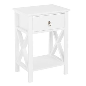 FCH Modern White Nightstand with 1 Drawer and <b>Storage</b> Shelf Contemporary End <b>Table</b> and <b>Side</b> <b>Table</b> - Product Image 2