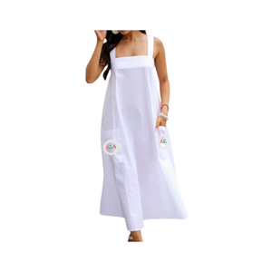Custom Casual Spring Summer Simple Midi Embroidered <b>Sequin</b> Dress with O-Neck <b>Sequin</b> Patches Breathable & Sustainable <b>Fabric</b> - Product Image 3