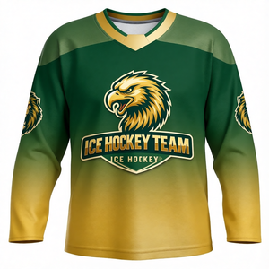 Camiseta Sublimada de Hockey sobre Hielo para Hombre, Manga Larga, Cuello en V, Poliéster que Absorbe la Humedad, Ropa Deportiva, Corte Regular - Product Image 1