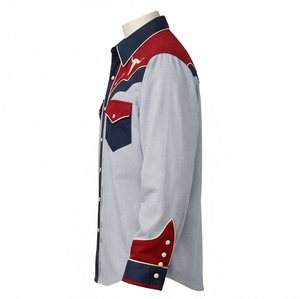Camisa Vaquera Occidental Unisex Rodeo Vintage Casual Slim Fit con Ribete en Contraste, Personalizada OEM, Manga Larga, Bordada, con Botones - Product Image 3