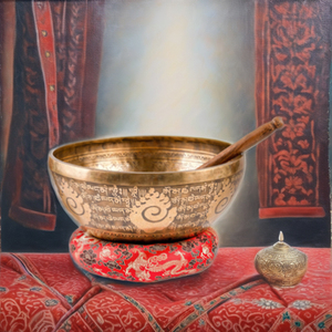 Fait à la main 6 pouces bouddhiste Mantra sculpté bol chantant Logo-gravé artisanat en métal pour Yoga méditation thérapie de guérison par le son - Product Image 2