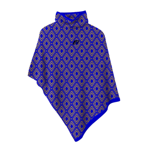 Poncho en tricot à col roulé pour femme, automne-hiver, rose, motif géométrique en losanges, châle asymétrique, cape - Product Image 2