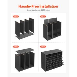 Organizzatore per Cassette Postali in Legno Regolabile con 24 Scomparti per Ufficio - in Fibra di Legno a Media Densità - Product Image 6