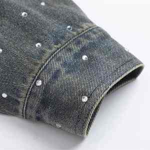 Veste en jean pour homme de haute qualité, respirante, avec un design scintillant en cristaux, tissu robuste et strass. - Product Image 5