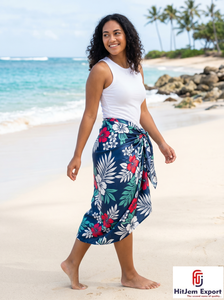 Paréo Hawaïen en Satin Personnalisé, Sarong Polynésien, Cache-maillot Floral pour la Plage, Fabricant et Fournisseur OEM ODM - Product Image 4