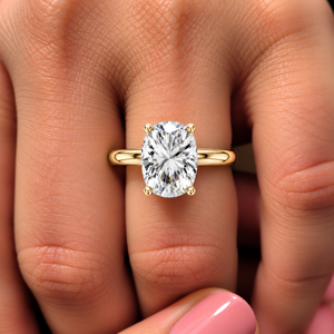 <b>Cushion</b> Cut Lab Grown Diamond 14K 18K Solid Gold Classic Hidden Halo <b>Ring</b> 2.10CT DEF VVS IGI Certified Engagement <b>Ring</b> Wholesale - Product Image 2